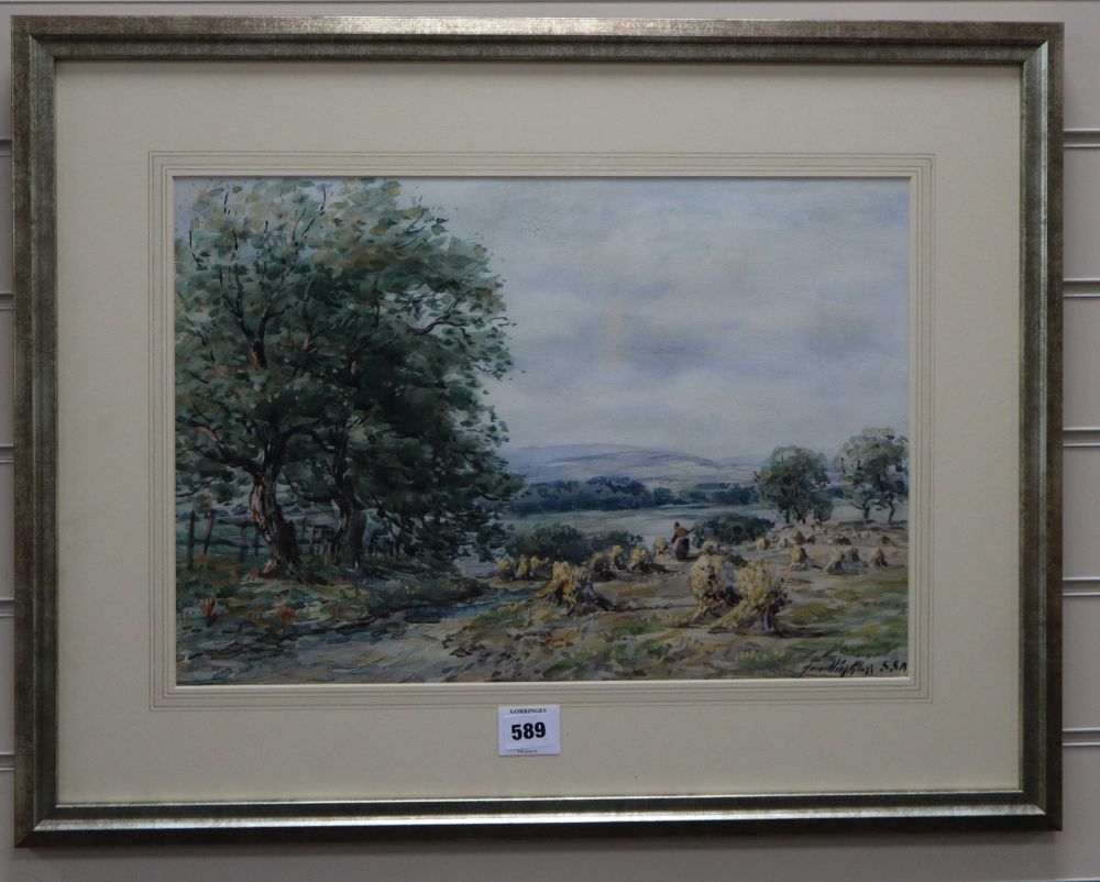 John Hamilton Glass (Scottish 1820-1885), Harvest scene, signed, watercolour, 33 x 48cm